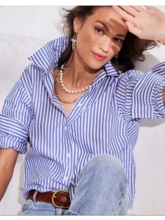CAbi Tops - CAbi 6085 Prep School Shirt Boxy Stripe Button Down